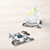 ネイビモダンーブルー4フォトギャラリーとモノグラム スクエアペーパーコースター (インサイチュ)