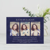 ネイビモダンーブルー4写真2サイド卒業パーティー 招待状 (スタンド正面)