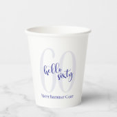 ネイビモダンーブルー60th誕生日紙カップ 紙コップ (正面)