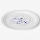 ネイビモダンーブルー60th誕生日紙プレート ペーパープレート (アングル)