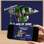 ネイビモダンーブルー7写真卒業 案内状