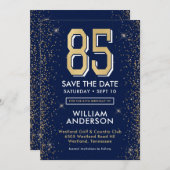 ネイビモダンーブルー85誕生日 セーブザデート (正面/裏面)