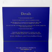 ネイビモダンーブルー&クリムゾンレッド結婚ズスイート 三つ折り招待状 (内部最初)