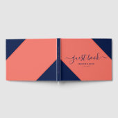 ネイビモダンーブルー&コーラル結婚ズゲストブック ゲストブック (全面)