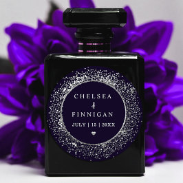 ネイビモダンーブルー&シルバーグリッター ラウンドシール