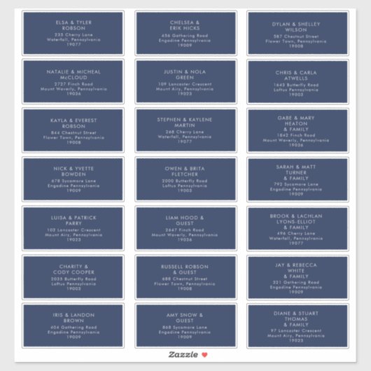 ネイビモダンーブルー |シルバー結婚のゲストアドレス シール (シート)