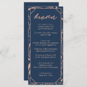 ネイビモダンーブルー&バラ金ゴールド結婚フローラ メニュー (正面/裏面)