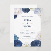 ネイビモダンーブルー&ベージュ結婚式招待状 招待状 (正面/裏面)