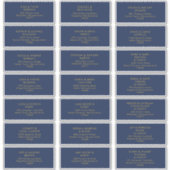 ネイビモダンーブルー |金ゴールド結婚のゲストアドレス シール (正面)