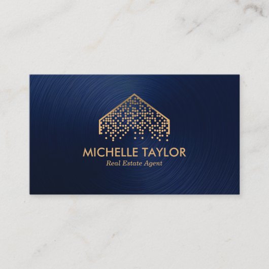 ネイビモダンープロフェッショナル実在エステート写真QRコード 名刺 (正面)