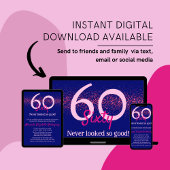 ネイビモダンーホットピンクグリッター赤面ウォメンズ誕生日 招待状