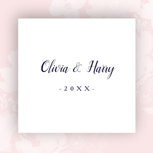 ネイビモダンーホワイト結婚ズペーパーナプキン スタンダードカクテルナプキン