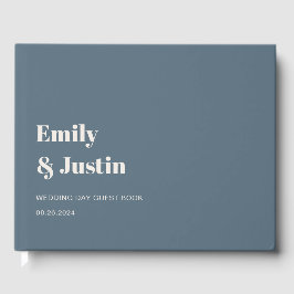 ネイビモダンーミニマルブルーベージュ結婚ズ ゲストブック