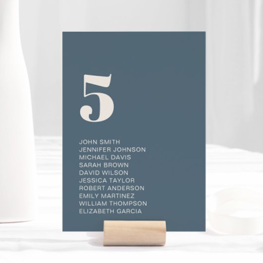 ネイビモダンーミニマルブルーベージュ結婚ズ テーブルナンバー