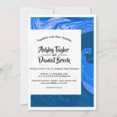 ネイビモダンーミニマル・ブルーウェーブ抽象芸術結婚ズ 招待状 (正面)