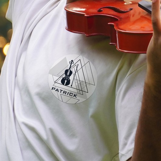 ネイビモダンーミニマル・ブルー&ホワイト・バイオリン・デザイナー ラウンドシール