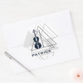 ネイビモダンーミニマル・ブルー&ホワイト・バイオリン・デザイナー ラウンドシール (封筒)