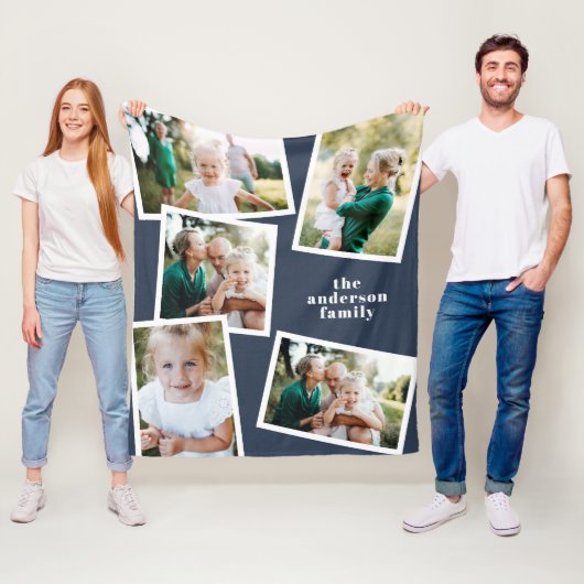 ネイビモダンー写真数々の家族の家の装飾ギフト フリースブランケット (インサイチュ)