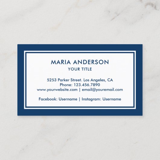 ネイビモダンー名門私立校風のブルーいかりのパタ航海のーン 名刺 (裏面)