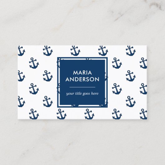 ネイビモダンー名門私立校風のブルーいかりのパタ航海のーン 名刺 (正面)