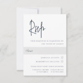 ネイビモダンー手書きスクリプ結婚トの食事の選択 出欠カード (正面)