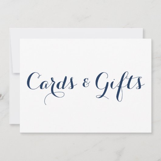 ネイビモダンー書道カードとギフト結婚のサイン 招待状 (正面)