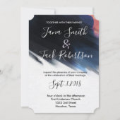 ネイビモダンー水の色結婚の 招待状 (正面)