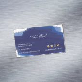 ネイビモダンー水彩洗浄ブラシストローク マグネット名刺 (インサイチュ)