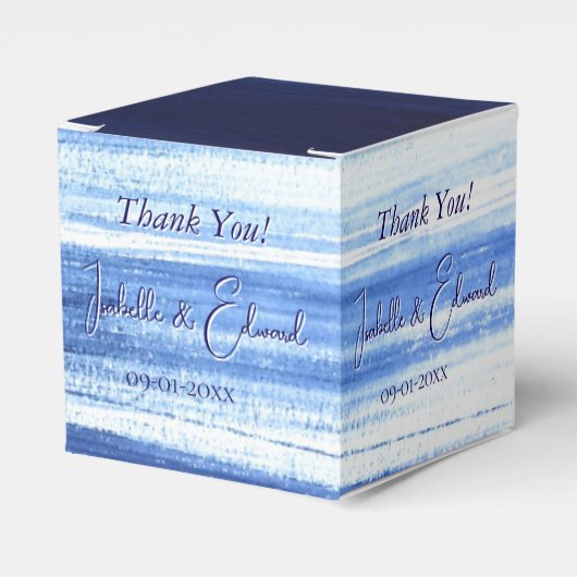 ネイビモダンー水色ブラシストロークのパターン フェイバーボックス (正面サイド)