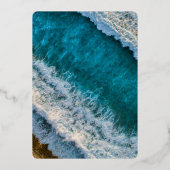 ネイビモダンー波結婚のフォイル招待状 箔招待状 (裏面)