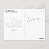 ネイビモダンー脚本の写真卒業ありがとう ポストカード (裏面)