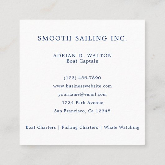 ネイビモダンー航海のブルーいかりプロフェッショナル スクエア名刺 (裏面)