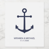 ネイビモダンー航海のブルーいかり結婚ズワインラベル ワインラベル (シングルラベル)