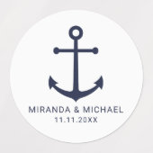 ネイビモダンー航海のブルーいかり結婚式の引き出物 ラベル (デザイン2)