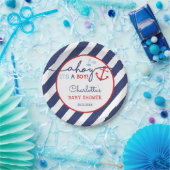 ネイビモダンー航海のレッドいかりアホイ男の赤ちゃん ペーパープレート (パーティー)