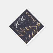 ネイビモダンー金ゴールドホワイト新年パーティー2018 スタンダードカクテルナプキン (角)