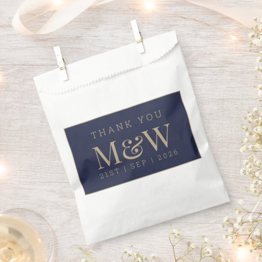 ネイビモダンー金ゴールドモノグラ結婚ムありがとう フェイバーバッグ (クリップ留めされた状態)