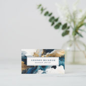 ネイビモダンー金ゴールド抽象芸術水色 名刺 (スタンド正面)