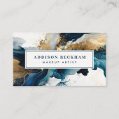 ネイビモダンー金ゴールド抽象芸術水色 名刺 (正面)