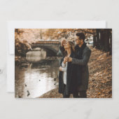 ネイビモダンー金ゴールド結婚の写真が日付を保存 セーブザデート (裏面)