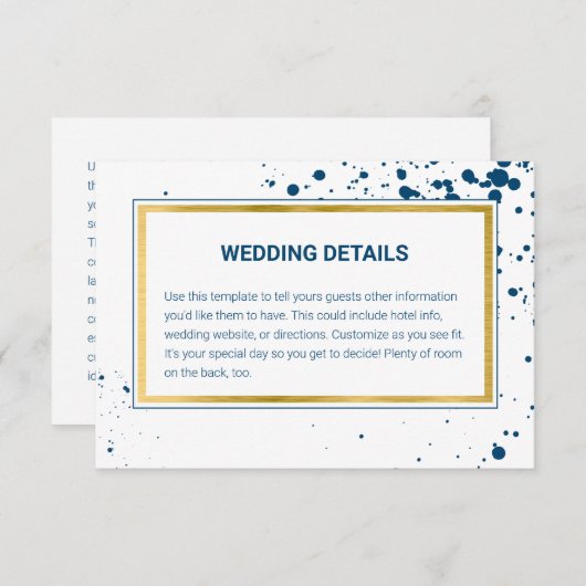 ネイビモダンー金ゴールド結婚の詳細エンクロージャカード エンクロージャーカード (正面/裏面)