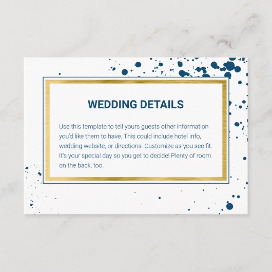 ネイビモダンー金ゴールド結婚の詳細エンクロージャカード エンクロージャーカード (正面)