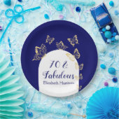 ネイビモダンー金ゴールド蝶の素晴らしい誕生日 ペーパープレート (パーティー)