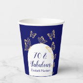 ネイビモダンー金ゴールド蝶の素晴らしい誕生日 紙コップ (正面)
