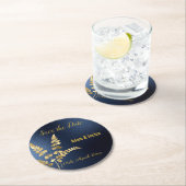 ネイビモダンー金ゴールド金ゴールドリーフDATE COASTERを保存 ラウンドペーパーコースター (インサイチュ)