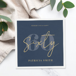 ネイビモダンー60エレガント誕生日 スタンダードカクテルナプキン