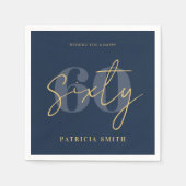 ネイビモダンー60エレガント誕生日 スタンダードカクテルナプキン (正面)