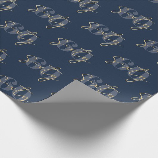 ネイビモダンー60エレガント誕生日 ラッピングペーパー (角)