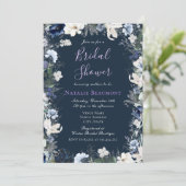 ネイビモダンー&アイボリーフローラブライダルシャワー誘致 招待状 (スタンド正面)