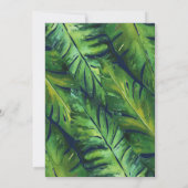 ネイビモダンー&グリーン熱帯葉トロピカル結婚 招待状 (裏面)